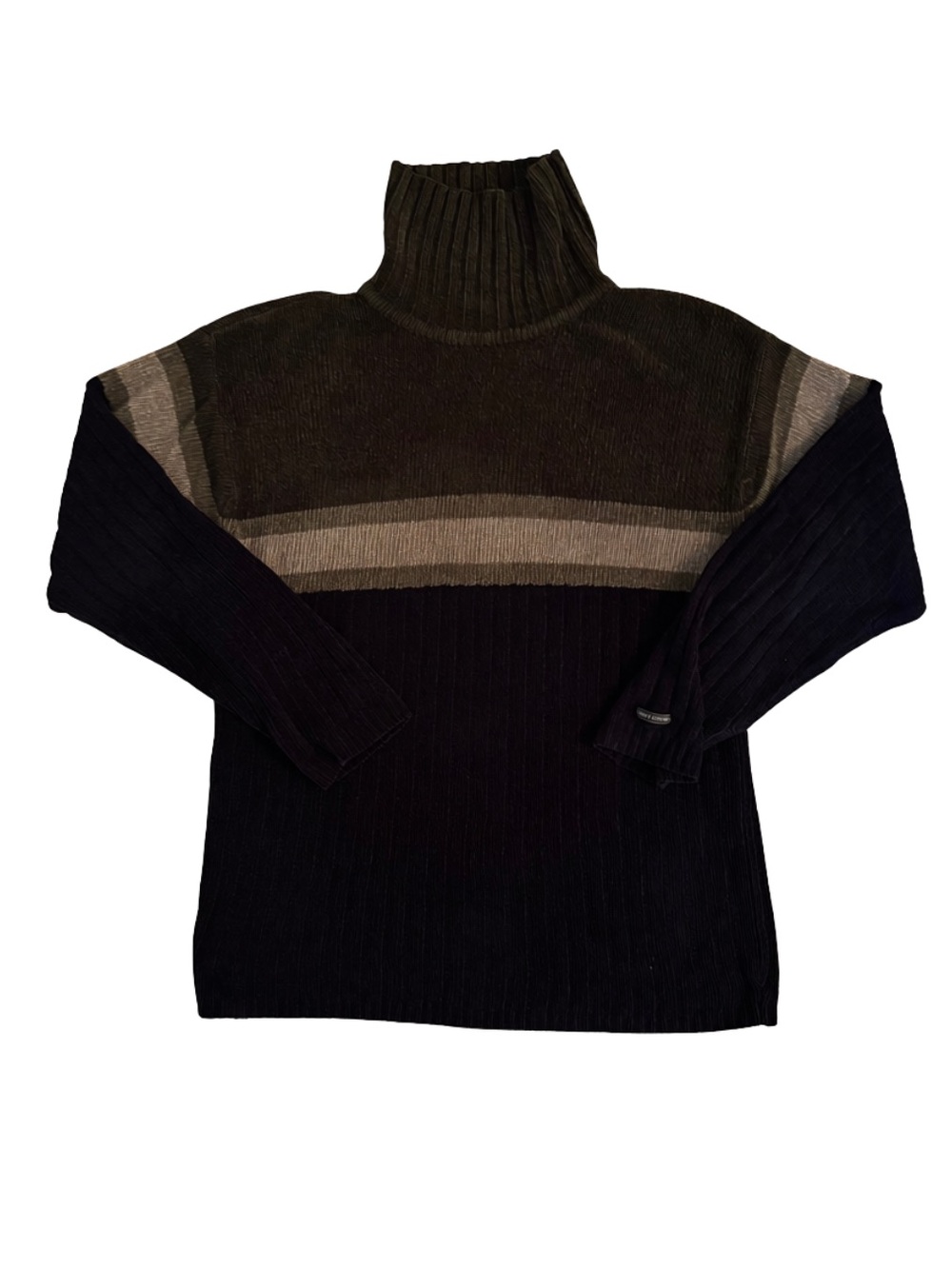 Y2K Navy Crew Sport Ribbed Turtleneck Sweater in Black and Olive